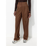 Billy Pantalon Large Femme - Marron Uni Fonce