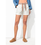 Short à Pinces Ceinturé - Blanc Uni Clair