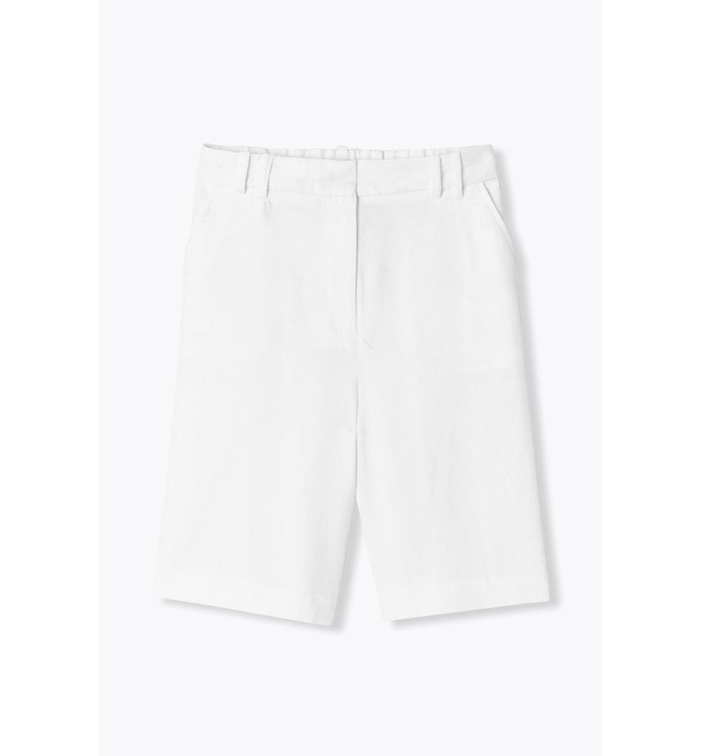 Bermuda en Lyocell & Lin Femme - Blanc Uni Clair
