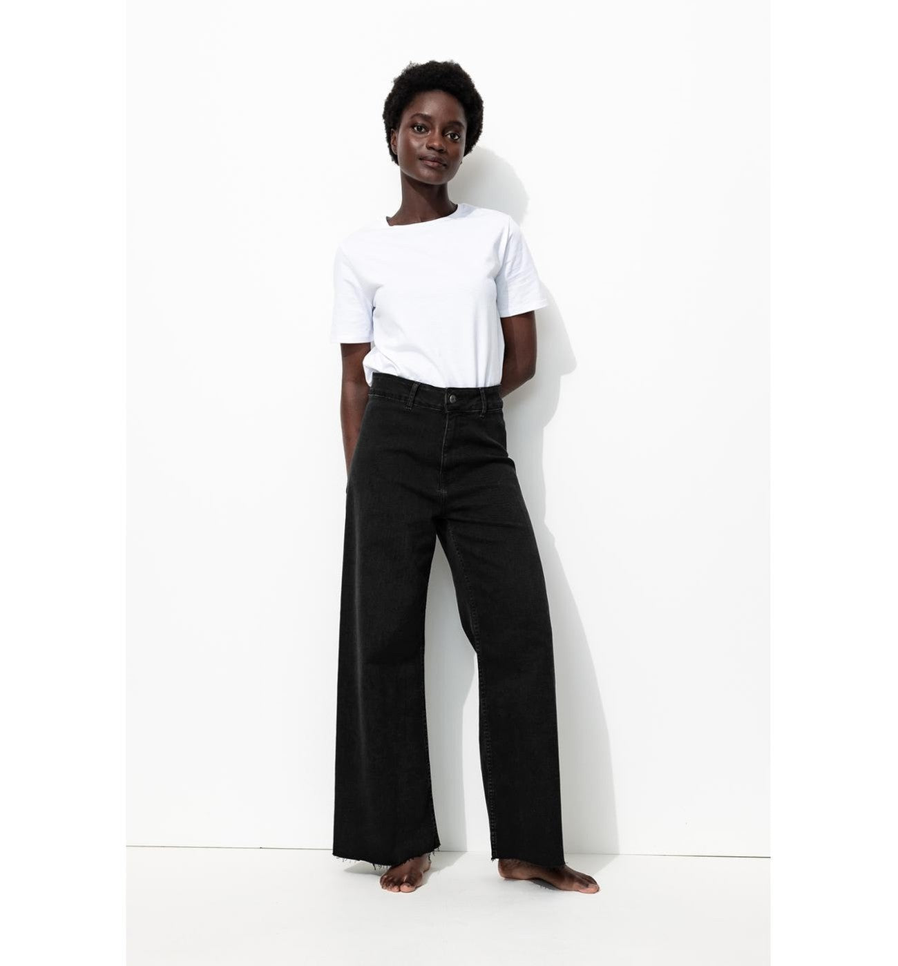 Hector Pantalon Large Femme - Noir Uni Fonce