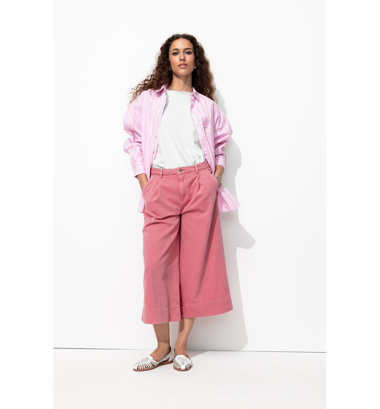 Jupe-culotte en Toile Femme - Rose Uni Colore