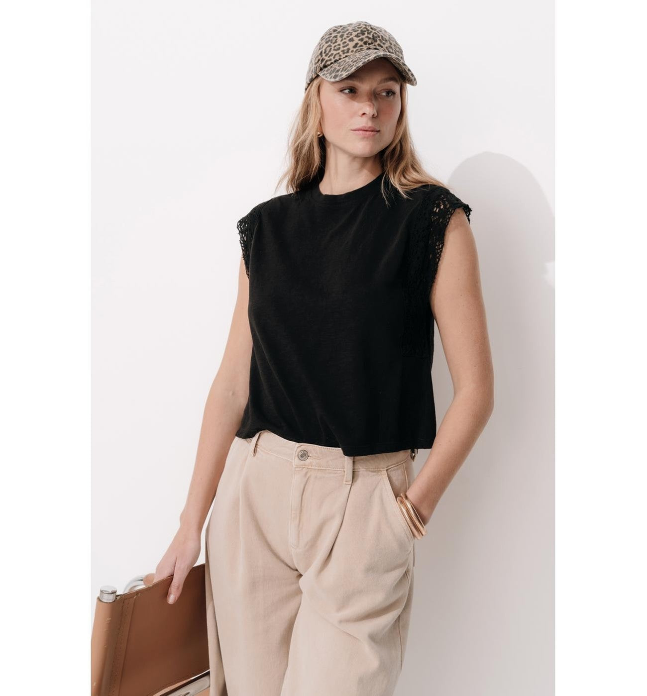 T-shirt sans Manches Femme - Noir Uni Fonce