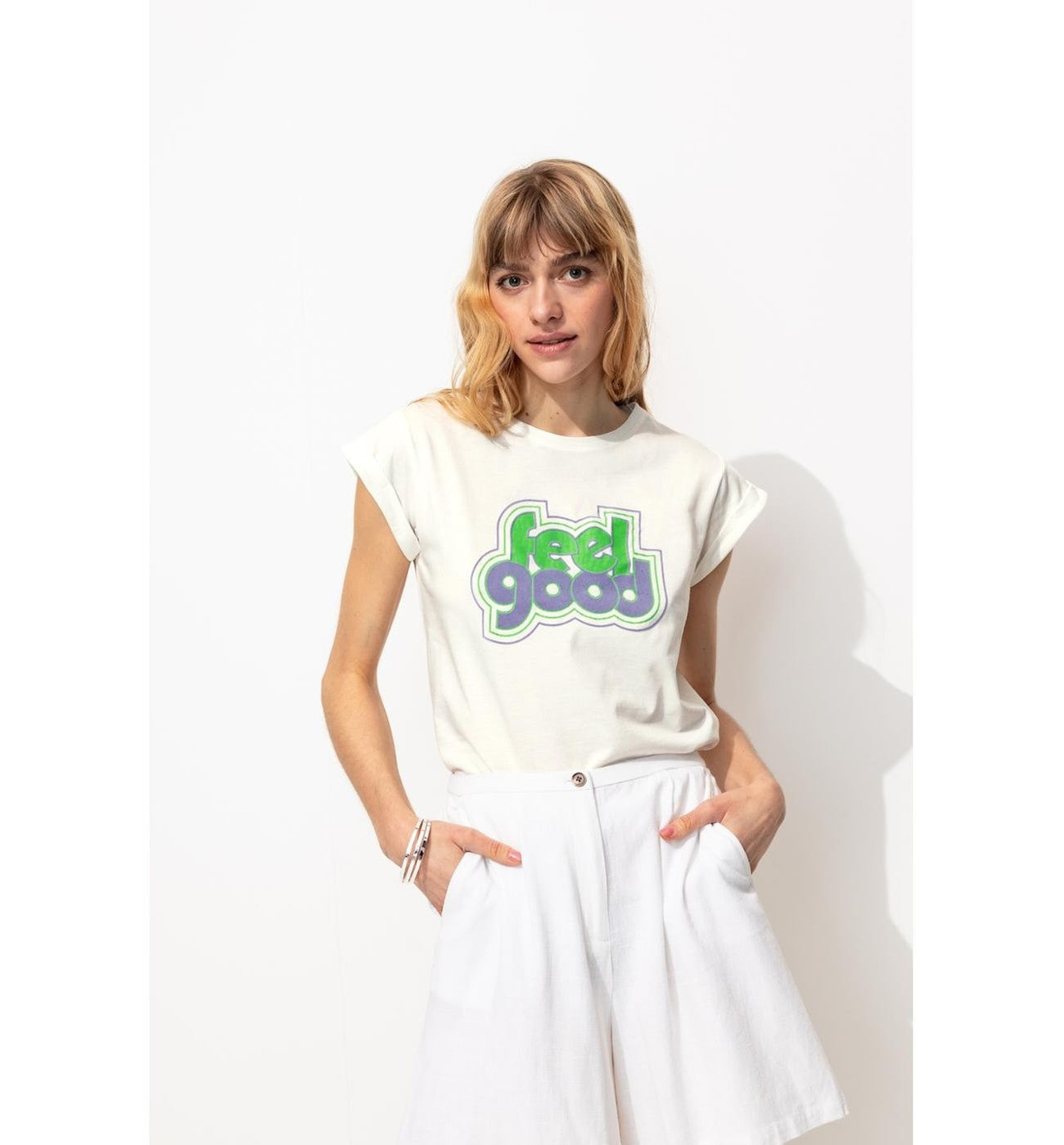 T-shirt à Message Femme - Naturel Imprime