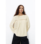 Blouse Brodée Femme - Naturel Uni Clair