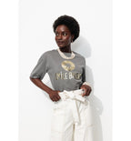 T-shirt à Message Femme - Gris Imprime