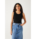 Débardeur Marcel Côtelé Femme - Noir Uni Fonce
