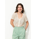 Chemise Effet Dentelle Femme - Naturel Uni Clair