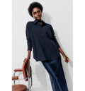 Chemise Oversize Unie Femme - Bleu Uni Fonce