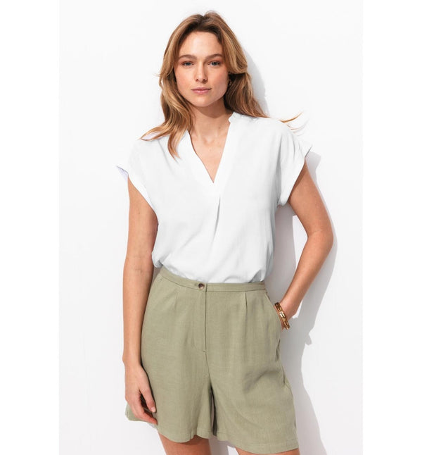 Blouse Unie Femme - Blanc Uni Clair