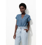 Blouse en Lyocell Femme - Jeans Uni Fonce