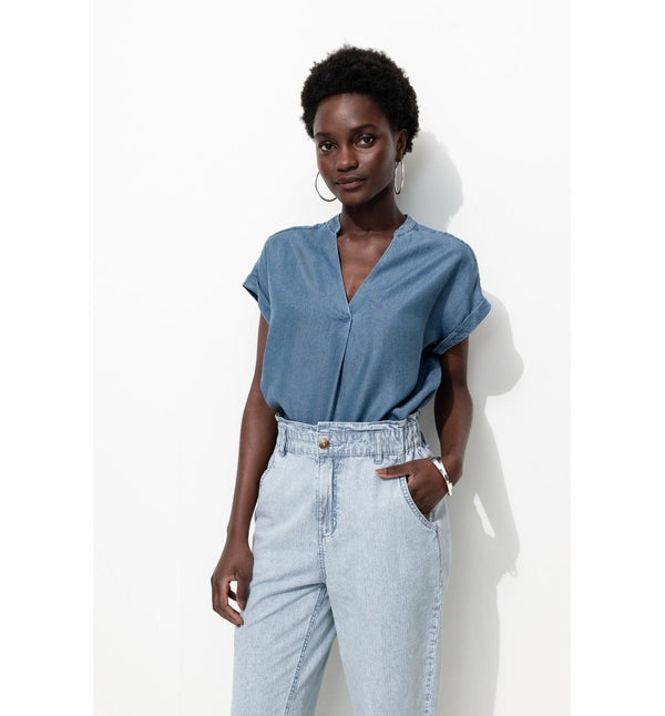 Blouse en Lyocell Femme - Jeans Uni Fonce
