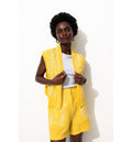 Boléro en Gaze de Coton Femme - Jaune Uni Colore