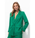 Veste de Tailleur en Satin - Vert Uni Colore