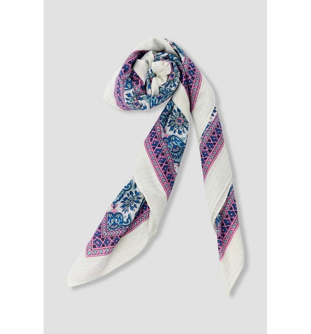 Grand Foulard Carré Imprimé - Bleu Imprime