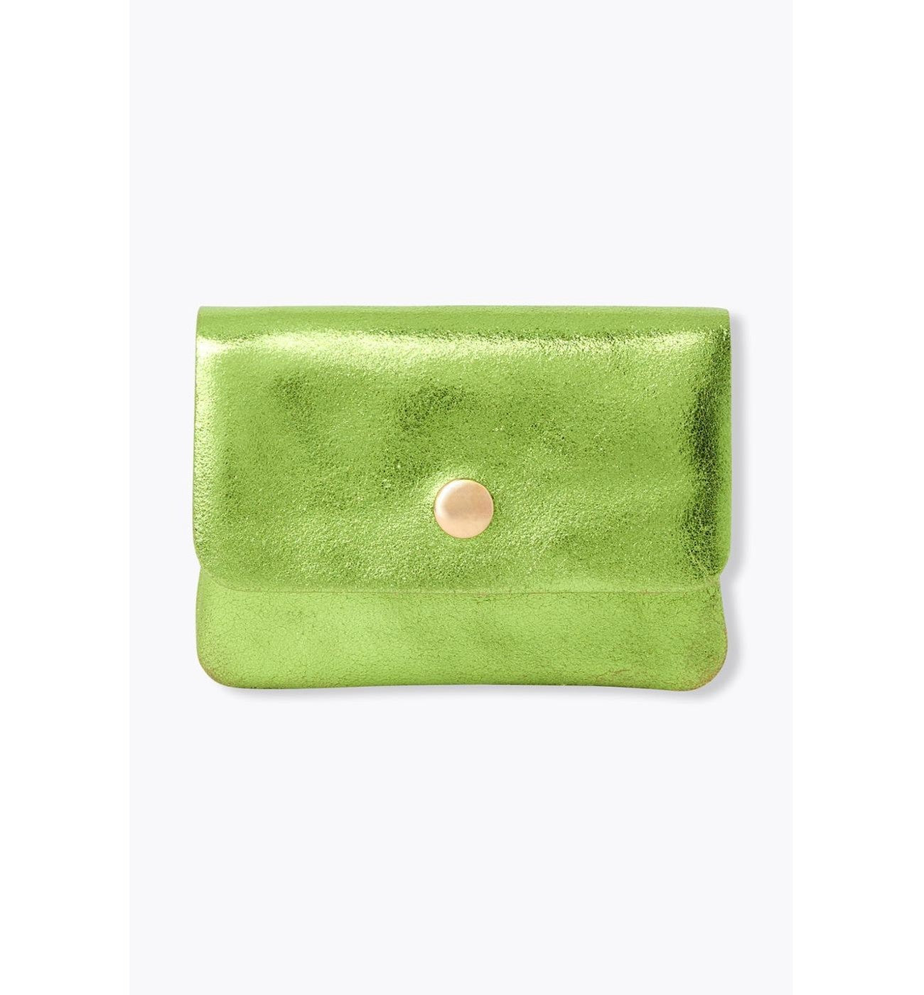 Petit Porte-monnaie Cuir Irisé - Vert Uni Colore