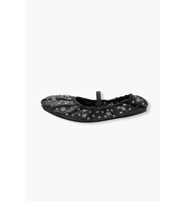 Ballerines-babies Cuir Perlé - Noir Uni Fonce
