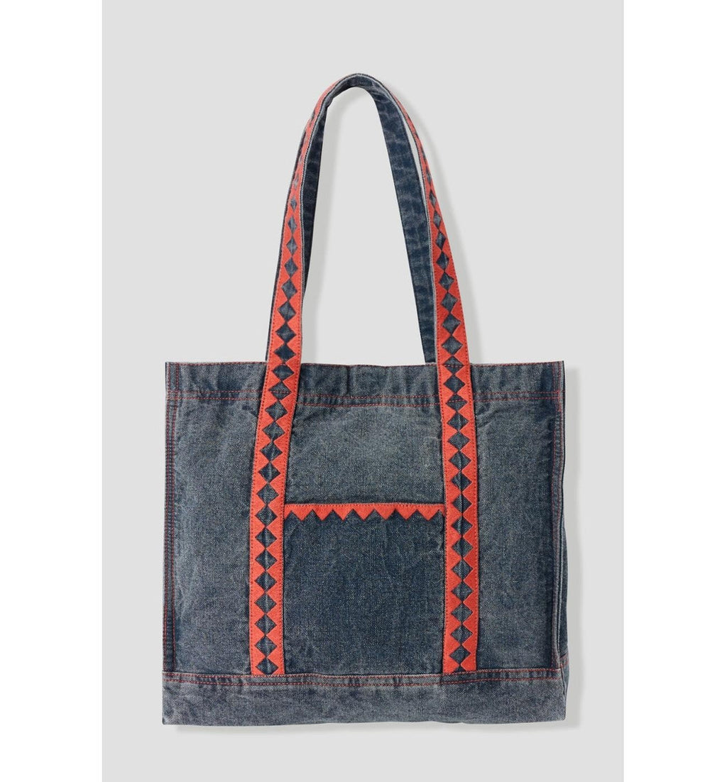 Tote-bag en Jean Brodé - Jeans Uni Fonce
