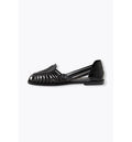 Sandales Plates en Cuir Femme - Noir Uni Fonce