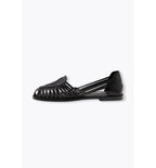 Sandales Plates en Cuir Femme - Noir Uni Fonce