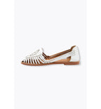 Sandales Plates en Cuir Femme - Blanc Uni Clair