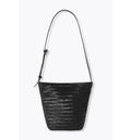 Sac Seau en Cuir Tressé Femme - Noir Uni Fonce
