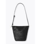 Sac Seau en Cuir Tressé Femme - Noir Uni Fonce