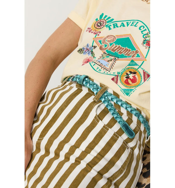 Ceinture en Cuir Pailletée - Bleu Uni Colore