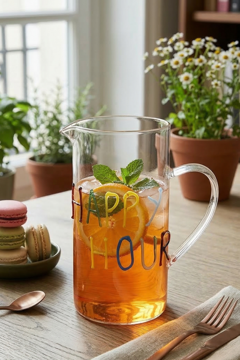 Acapulco - Pichet Avec Inscription HAPPY HOUR Contenance - Verre Borosilicate - 1,2L