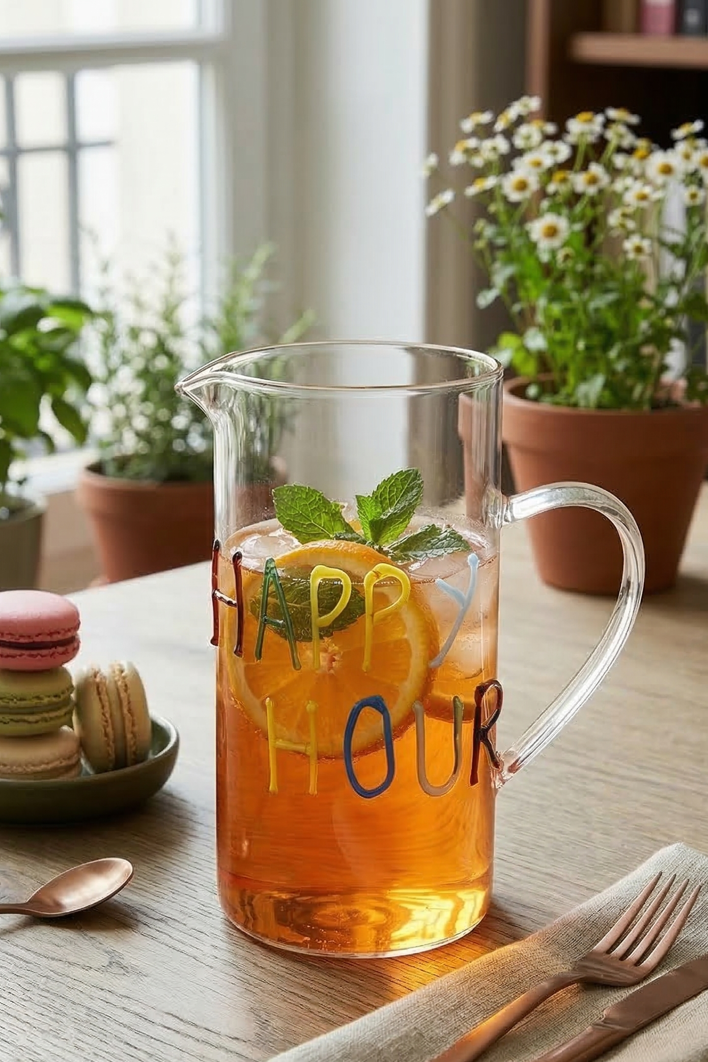 Acapulco - Pichet Avec Inscription HAPPY HOUR Contenance - Verre Borosilicate - 1,2L