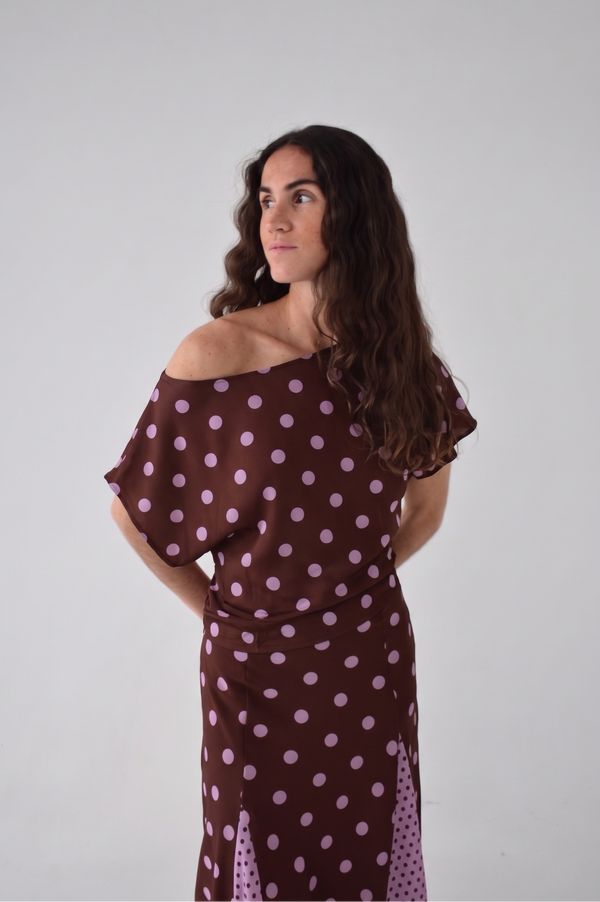 Top Jimena Pois Marron Et Rose