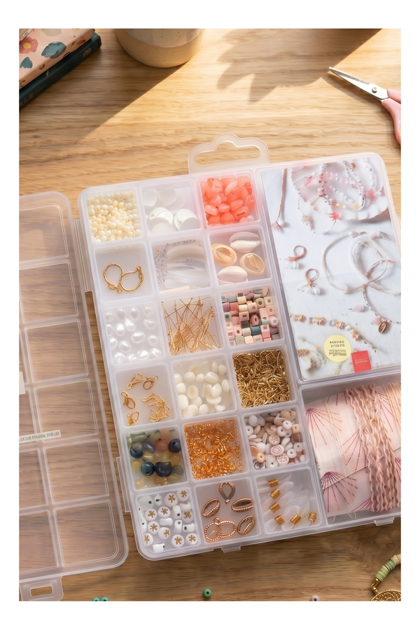 Maxi Boîte Piña Colada - 20 Compartiments Perles & Apprêts Pour Création De Bijoux