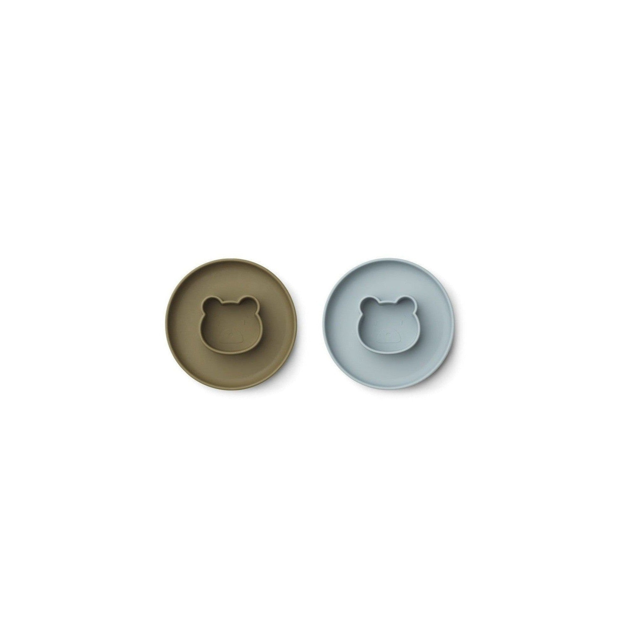 Assiette Enfant Deux En Un - Pack De 2 Gordon - Mr Bear Blue Fog / Khaki Mix