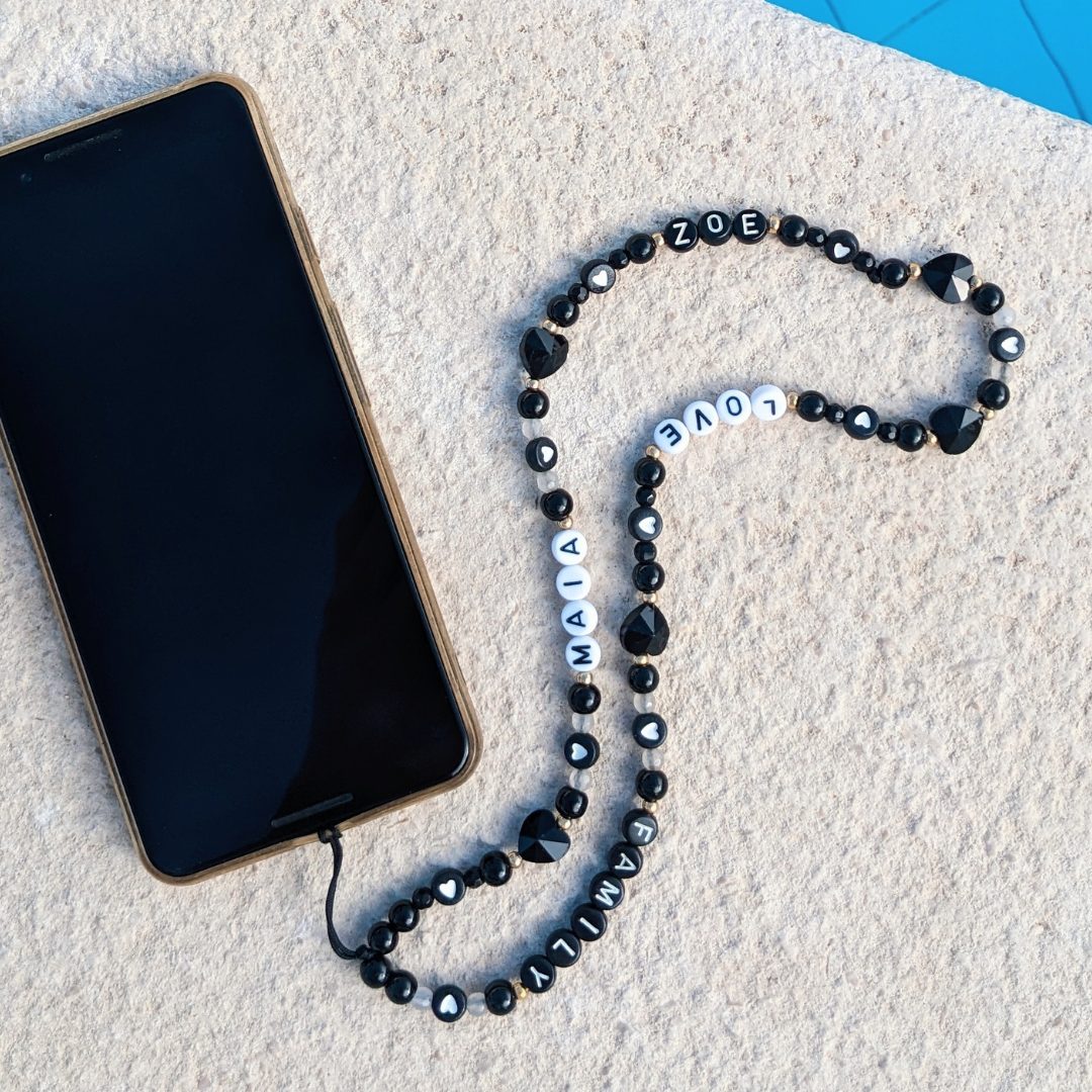 Grigri De Téléphone Black Heart - À Personnaliser