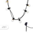 Guirlande lumineuse solaire 10 globes transparents LED blanc chaud PARTY CLEAR SOLAR 5.90m 8 modes - REDDECO.com