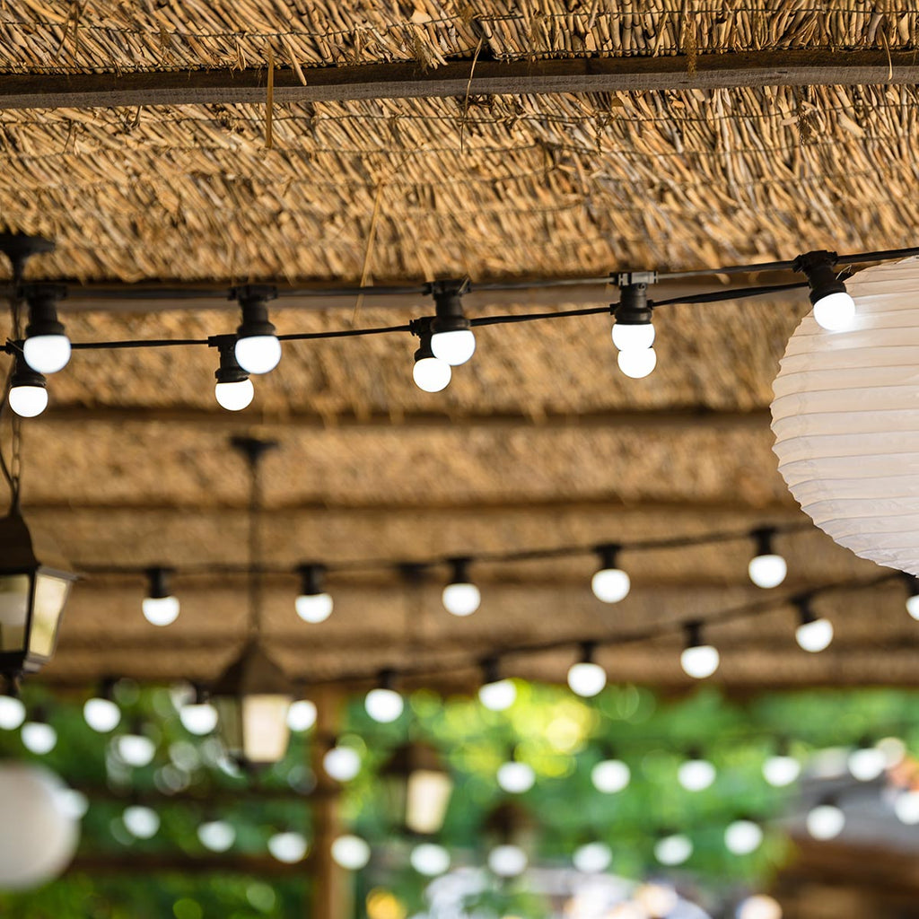 Guirlande lumineuse extérieur connectable 20 globes guinguette LED blanc chaud PARTY MILKY 9.60m 8 modes - REDDECO.com