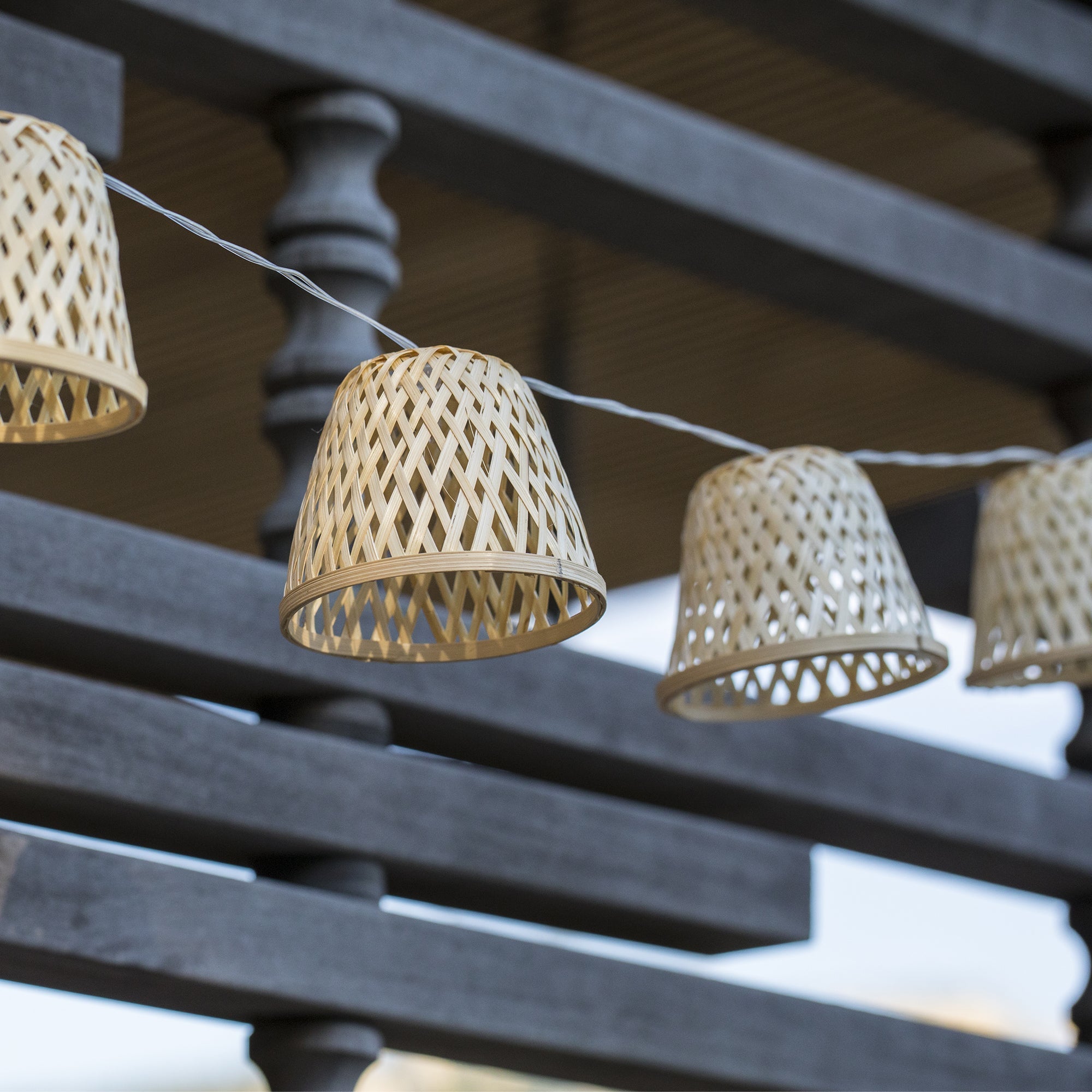 Chill - Guirlande Solaire Hybride - Bambou - Beige