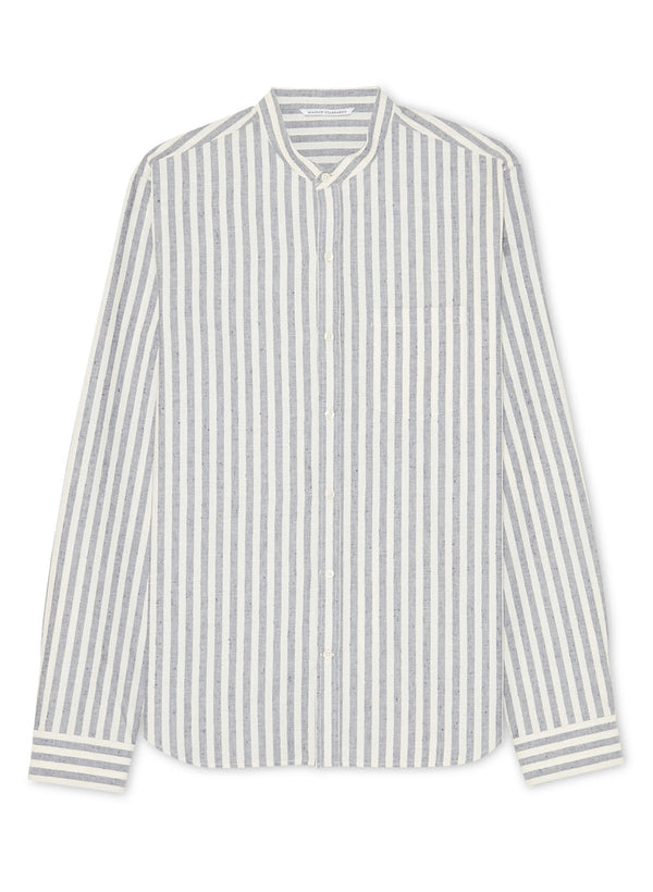 Maison Standards - Chemise Mao Chambray Raye - Bleu - Homme