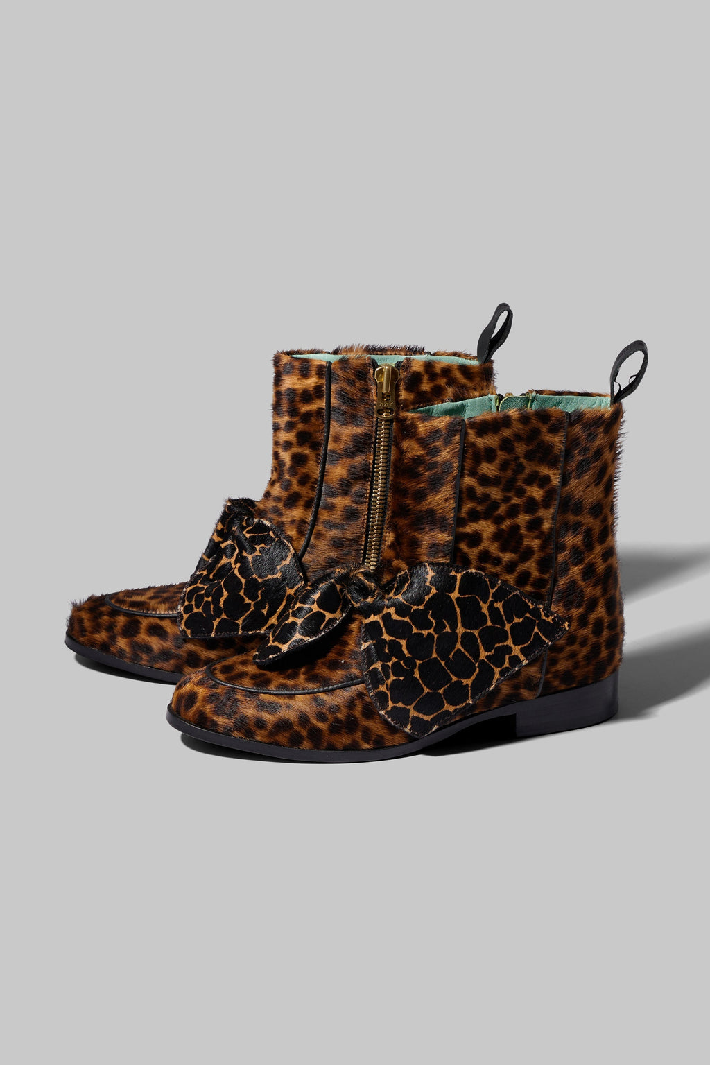 Boots Bb En Cuir Imprimé Léopard & Girafe
