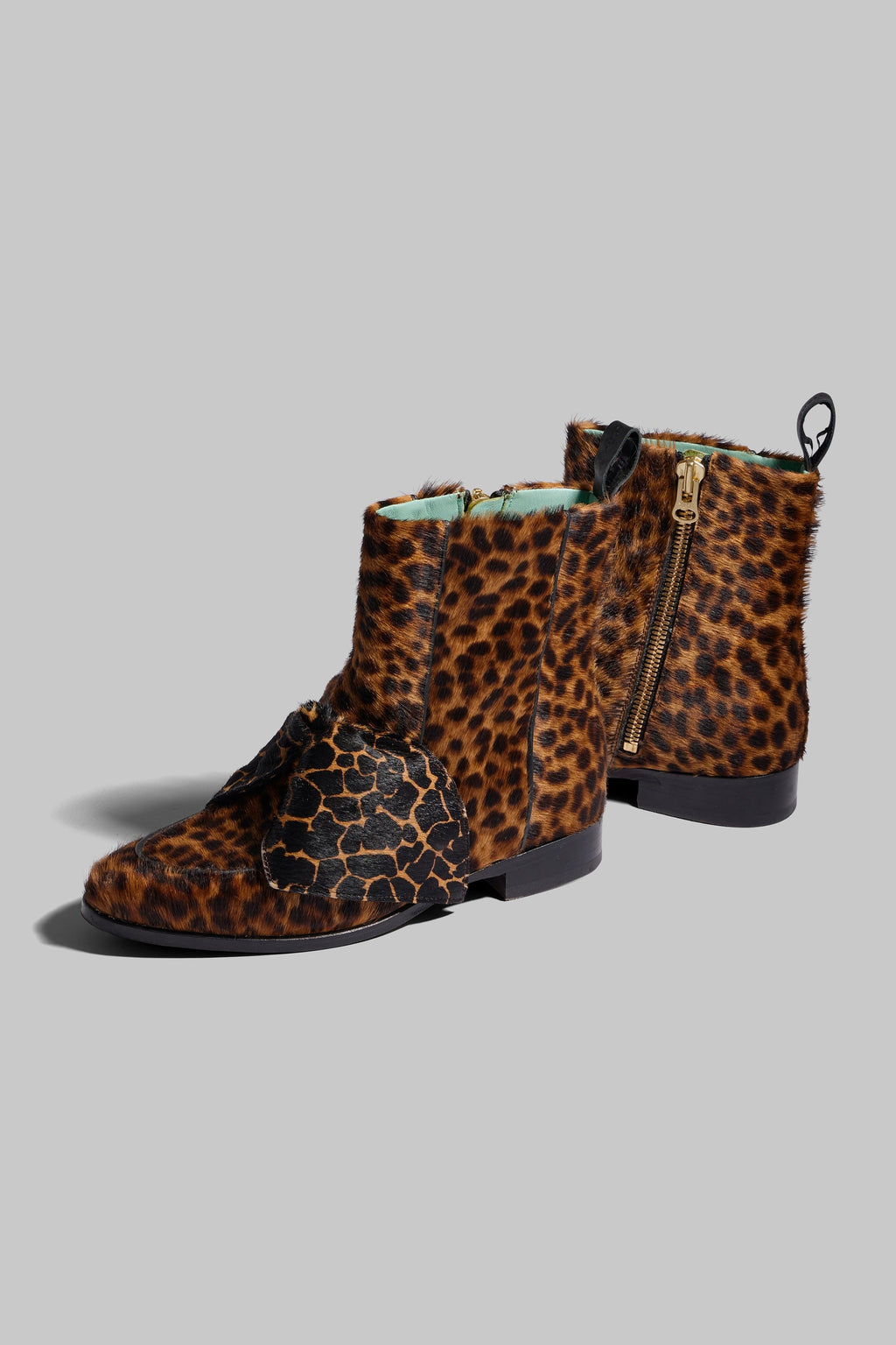 Boots Bb En Cuir Imprimé Léopard & Girafe