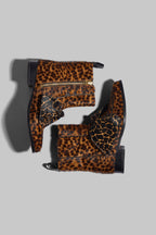 Boots Bb En Cuir Imprimé Léopard & Girafe