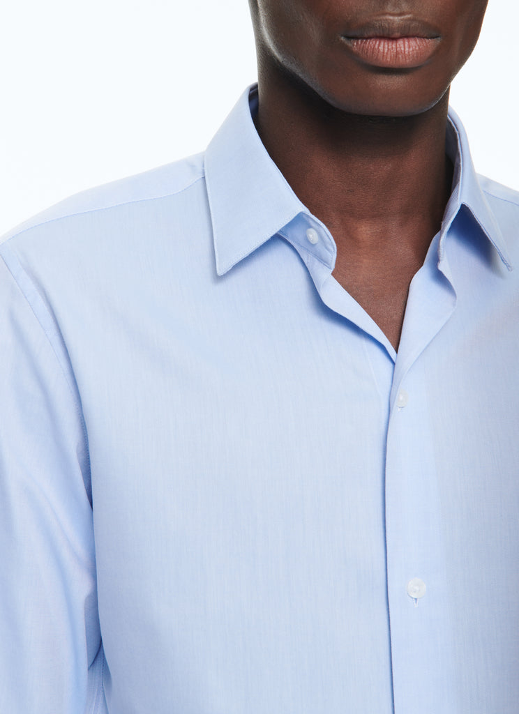 Fursac - Chemise Bleue En Twill De Coton