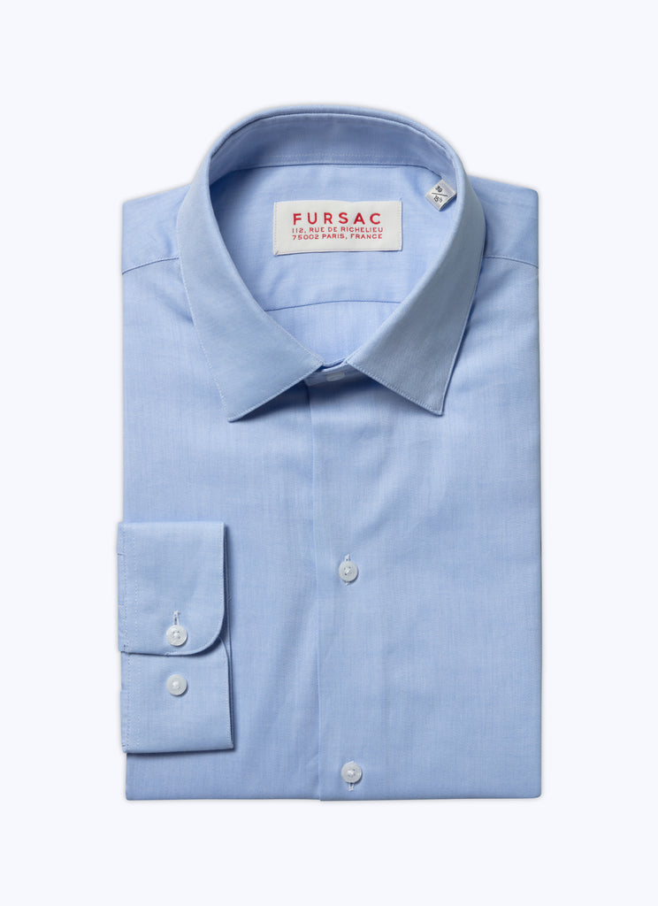 Fursac - Chemise Bleue En Twill De Coton