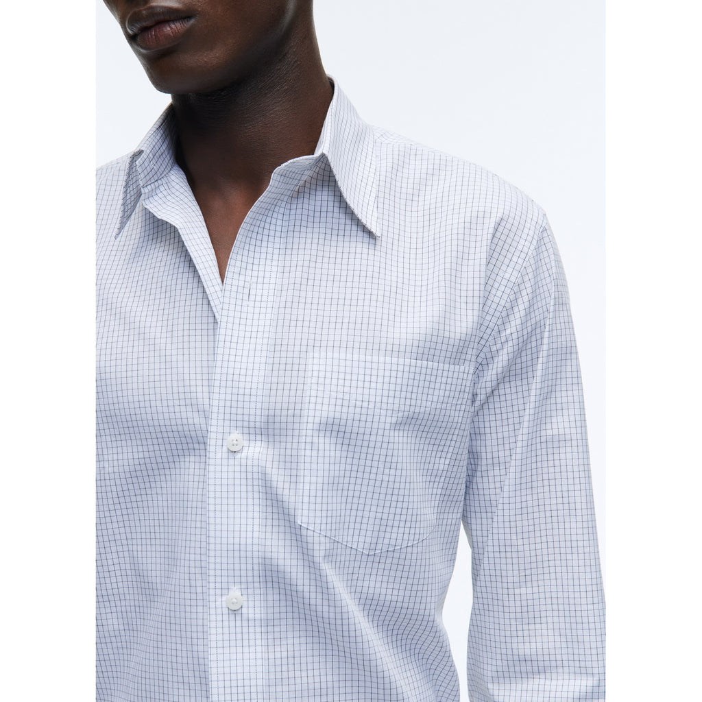 Fursac - Chemise Blanche En Popeline De Coton À Carreaux
