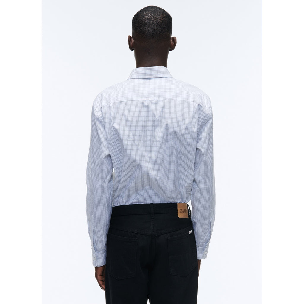 Fursac - Chemise Blanche En Popeline De Coton À Carreaux