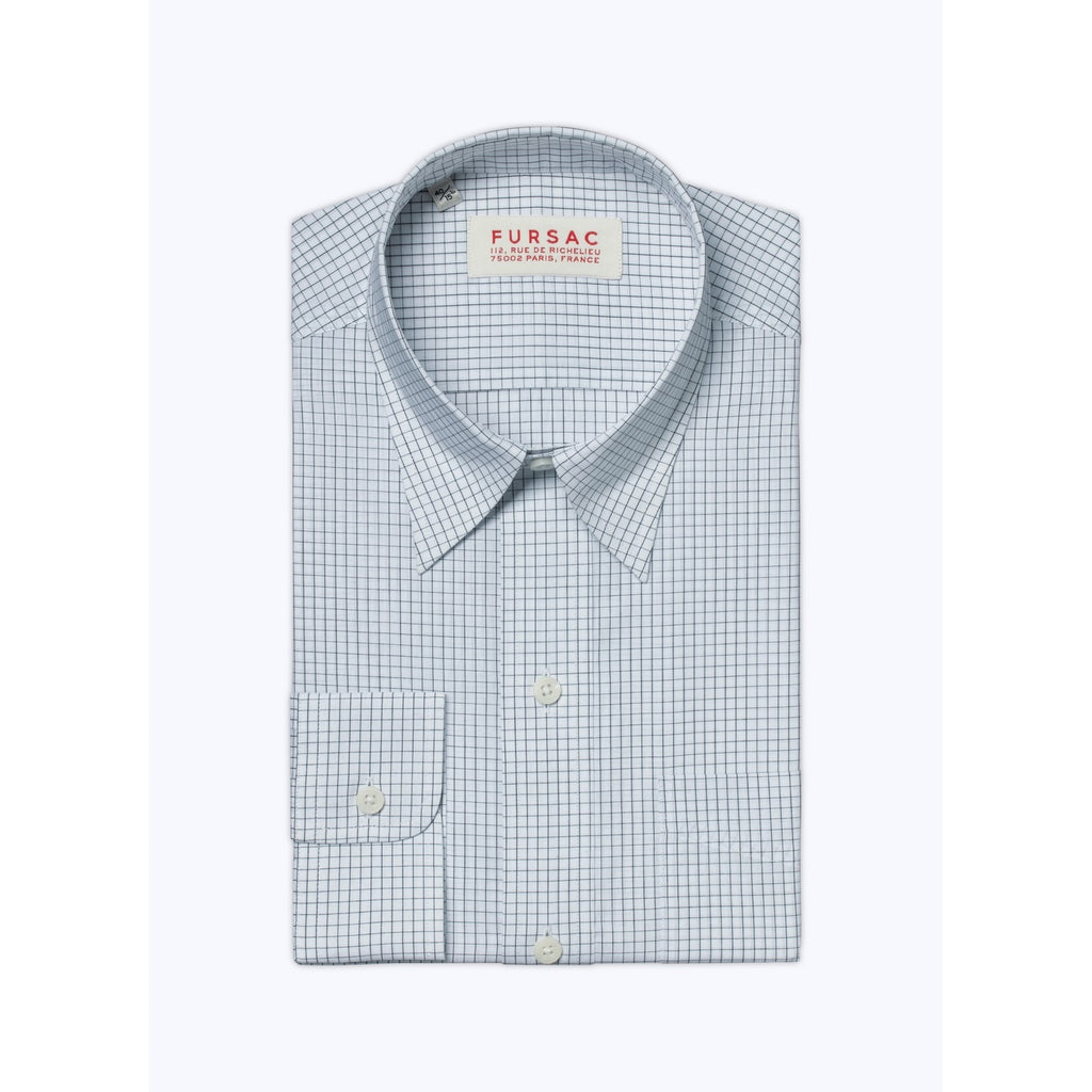 Fursac - Chemise Blanche En Popeline De Coton À Carreaux