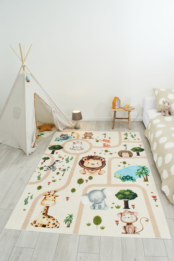 Happy - Tapis D'Intérieur - Polyester Imprimé - Beige
