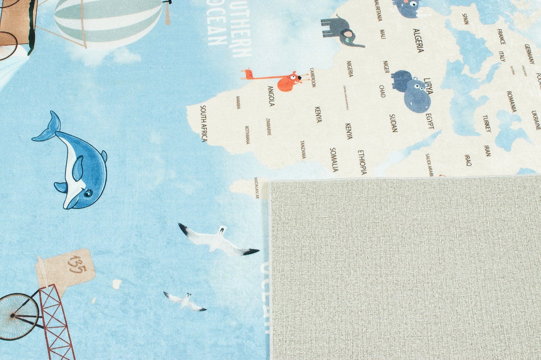 Happy - Tapis D'Intérieur - Polyester Imprimé - Bleu