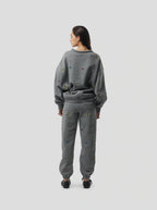 Pantalon Kiara In Grey Beaded Embroideried Fleece