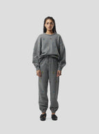 Pantalon Kiara In Grey Beaded Embroideried Fleece