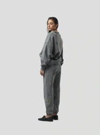 Pantalon Kiara In Grey Beaded Embroideried Fleece